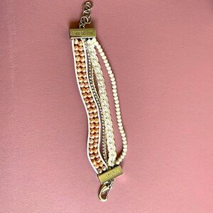 Victoria Emerson Pink Pearl, coin, stone Stacking Bracelet